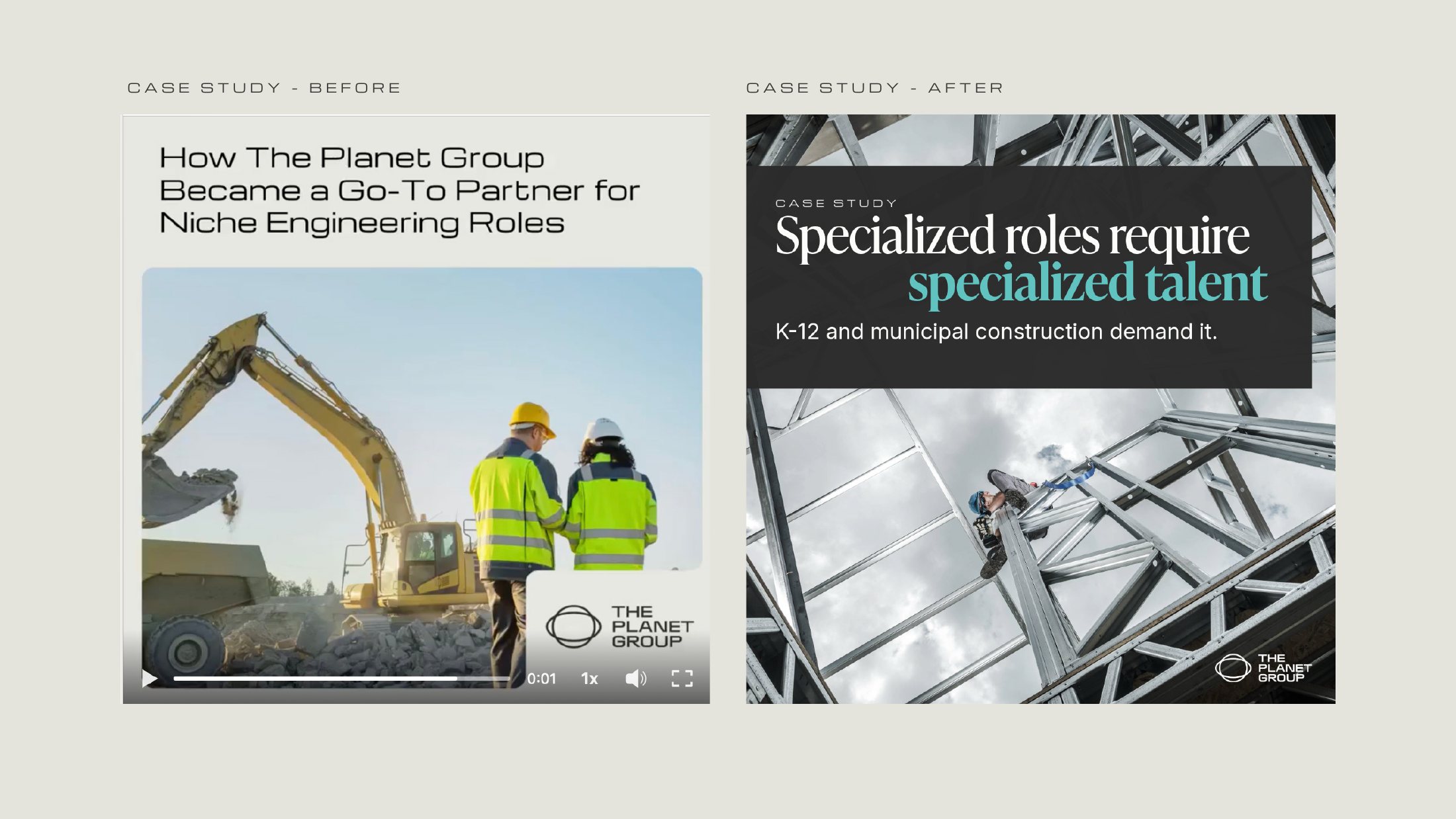 Before and after of a construction staffing case study post